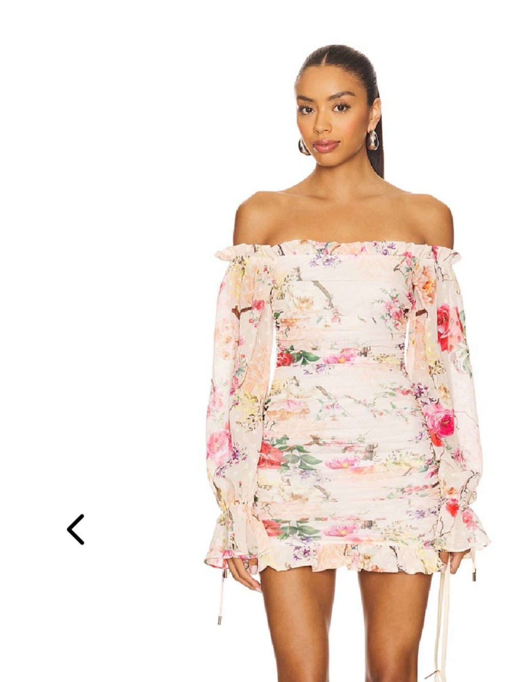 REVOLVE Off-Shoulder Floral Mini Dress in Blush Pink